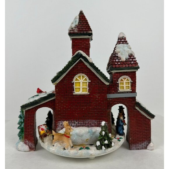 Vintage Musical Christmas Village Church Figurine Carolers Wind Up Animated 8.5" - Picture 5 of 10